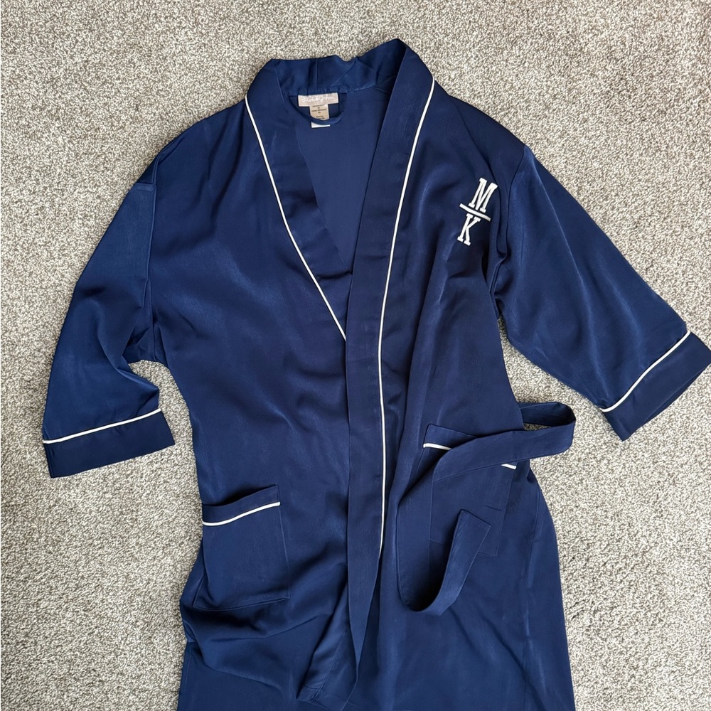 Mark & Graham Women's Navy Robe with White Trim